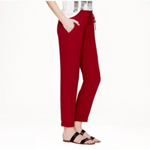 J.Crew Drapey Deep Red Drawstring Pant Size 6 - Picture 4 of 8